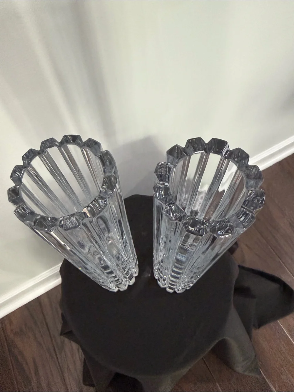 Crystal Clear Ribbed Glass Vase Pair - Elegant Clear Home Accent